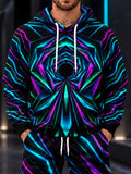 Oceanlyte Men's Geometric Neon Geometric Tunnel Pattern Long Sleeve Hoodie