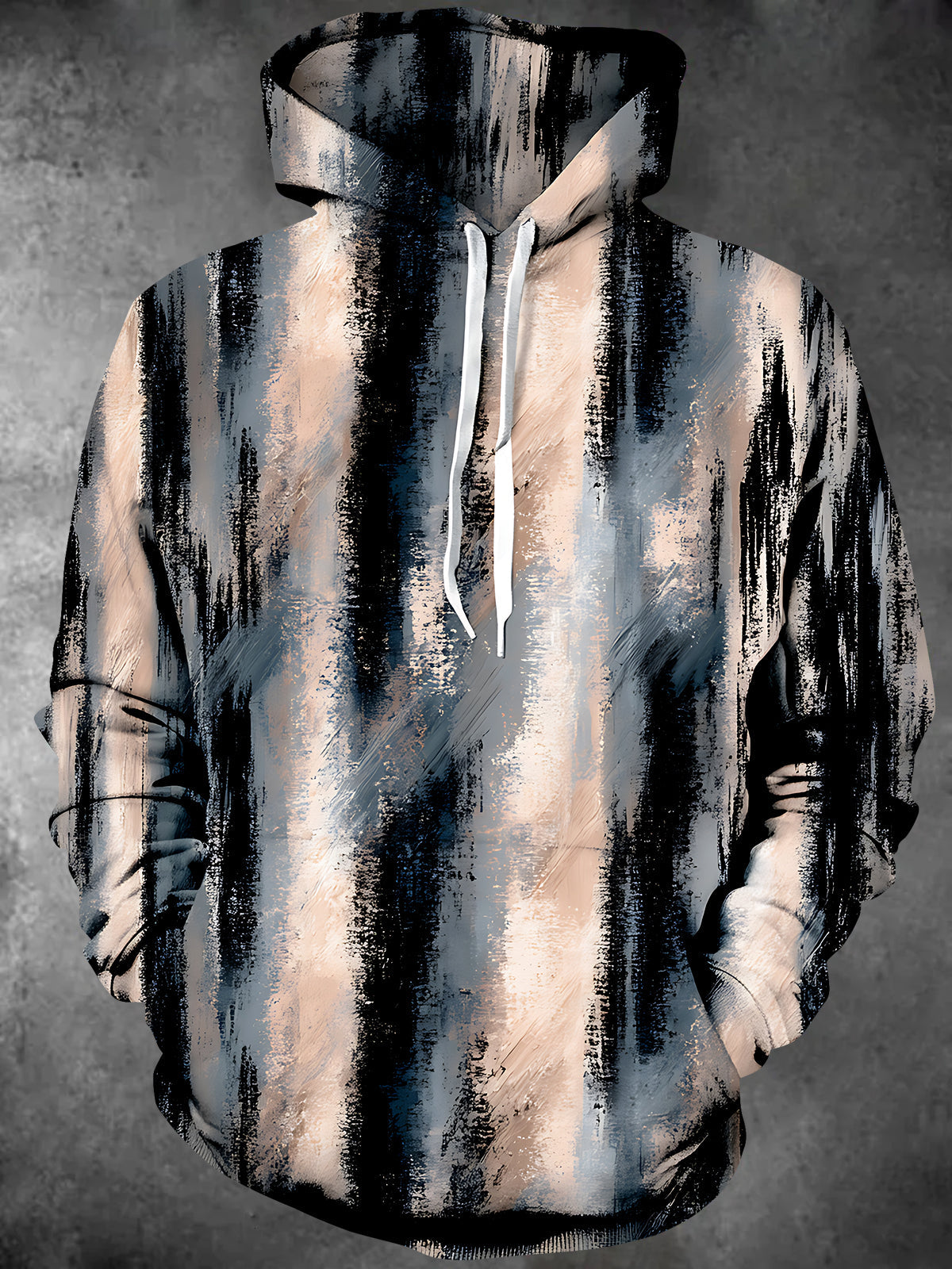 Oceanlyte Men's Printed Abstract Brushstroke Pattern Long Sleeve Hoodie