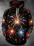 Oceanlyte Men's Graphic New Year Fireworks Print Long Sleeve Hoodie