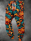 Oceanlyte Men's Floral Floral Chrysanthemum And Scroll Pattern Pants