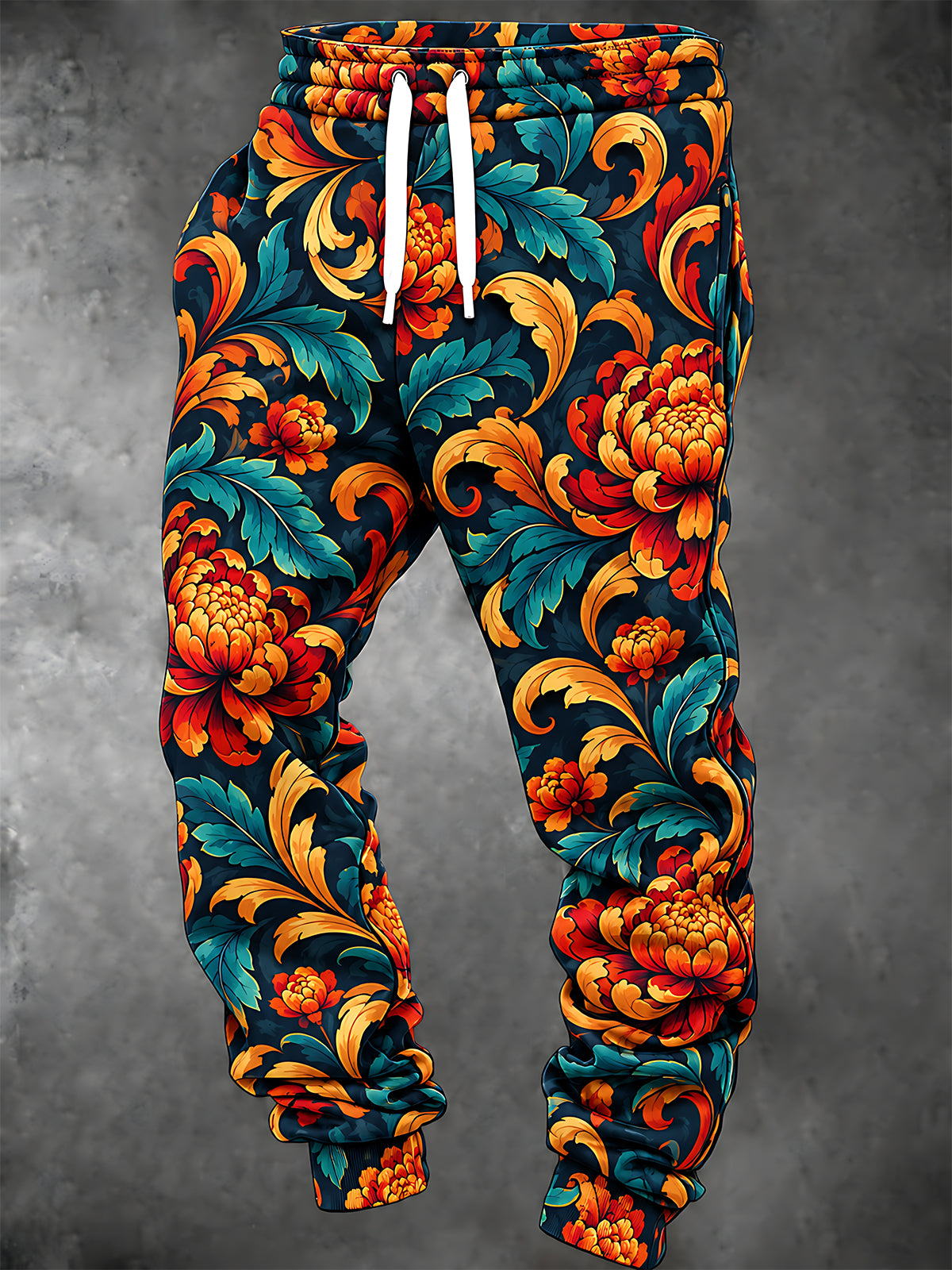 Oceanlyte Men's Floral Floral Chrysanthemum And Scroll Pattern Pants