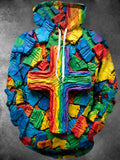 Oceanlyte Men's Graphic Rainbow Cross Print Long Sleeve Hoodie