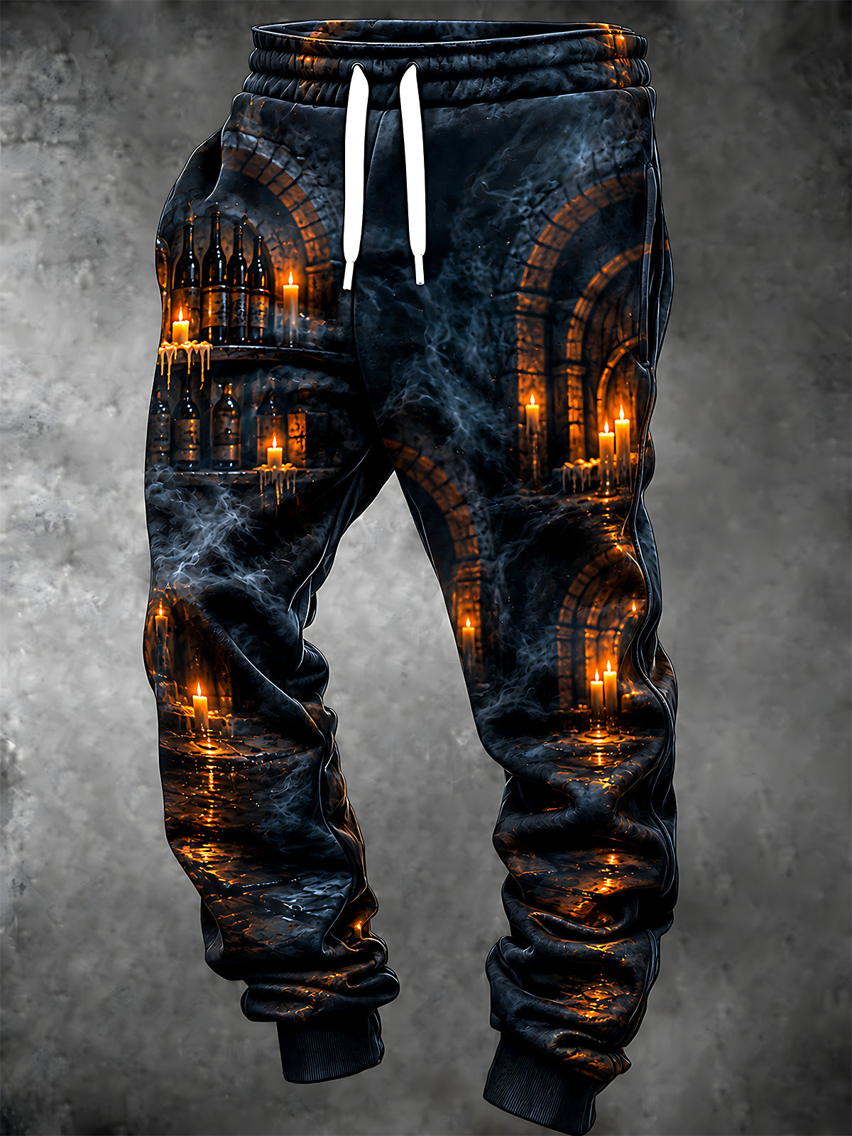 Oceanlyte Men's Candlelit Wine Cellar With Stone Arches Print Pants