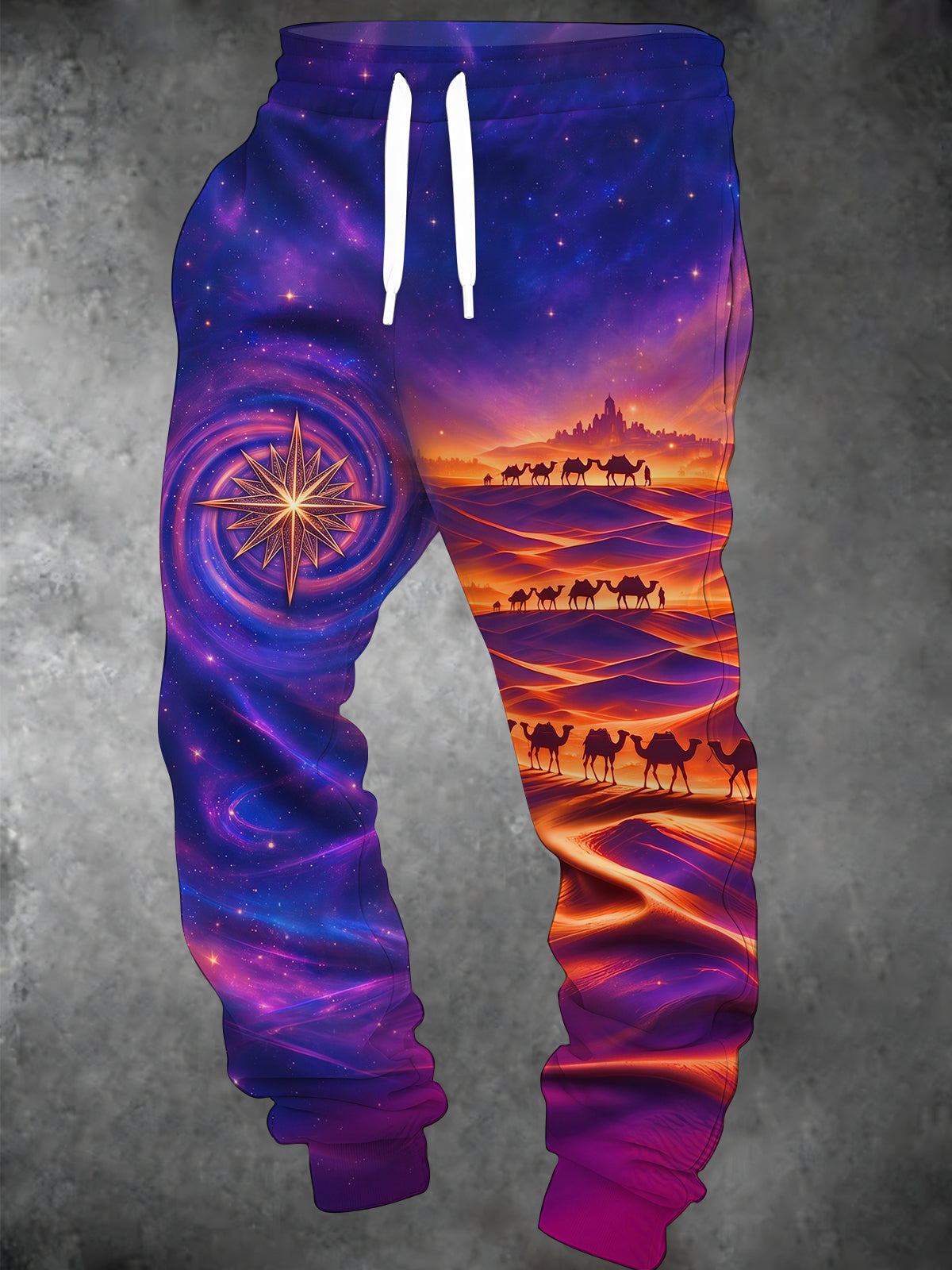 Oceanlyte Men's Printed Desert Camel Landscape With Galaxy Sky Print Pants