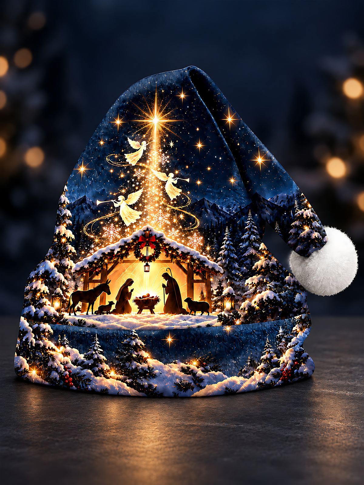 Oceanlyte Men's Graphic Nativity Scene With Angels And Star Print Hat