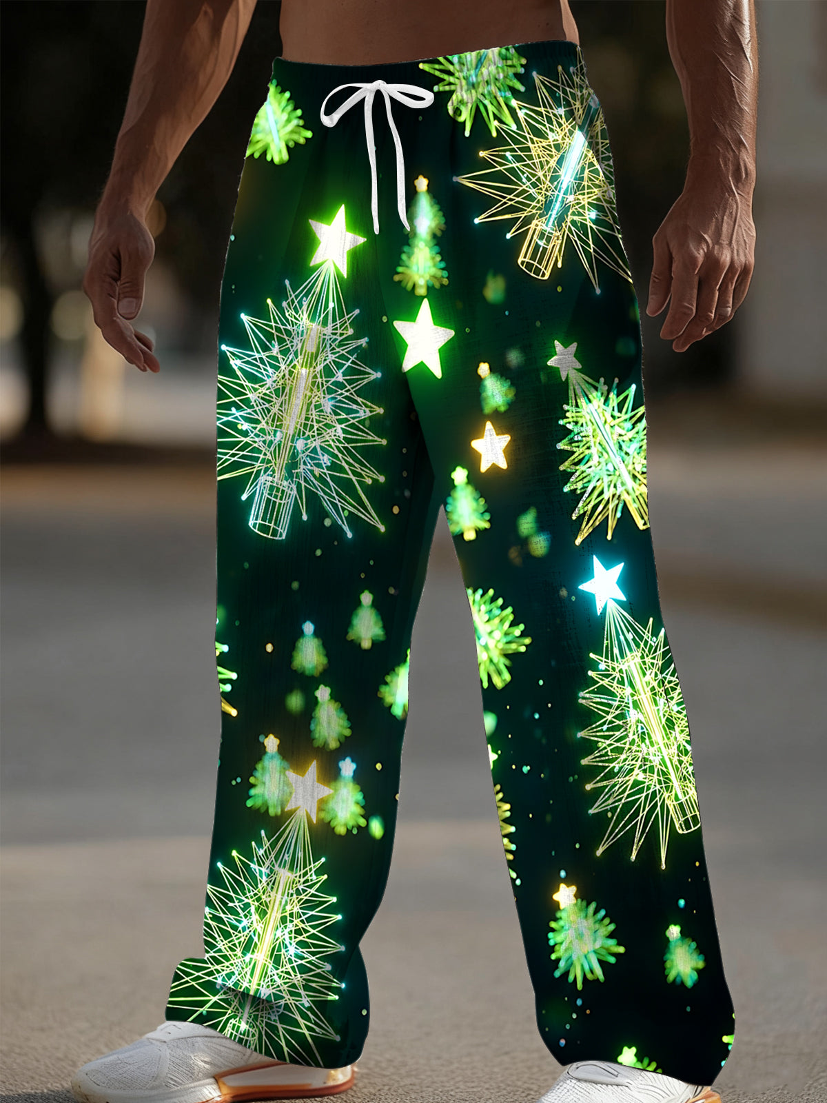 Oceanlyte Men's Printed Christmas Trees And Stars Print Pants