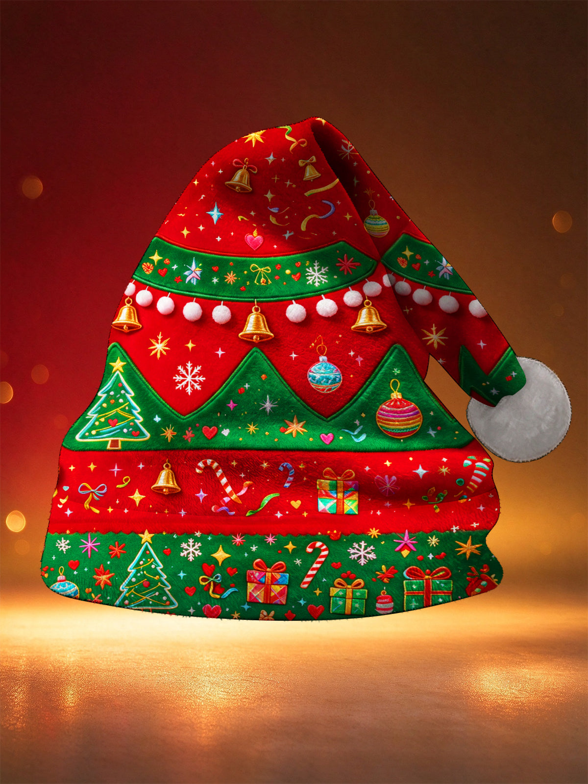 Oceanlyte Men's Vintage Style Christmas Trees And Ornaments Print Hat