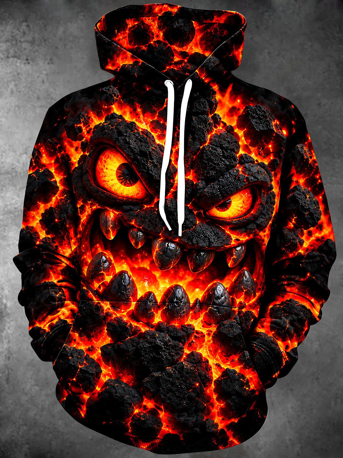 Oceanlyte Men's Graphic Lava Monster Face Print Long Sleeve Hoodie