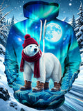 Oceanlyte Men's Polar Bear With Winter Accessories Print Long Sleeve Hoodie