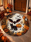 Oceanlyte Halloween Black Cat Pumpkin Round Area Rug