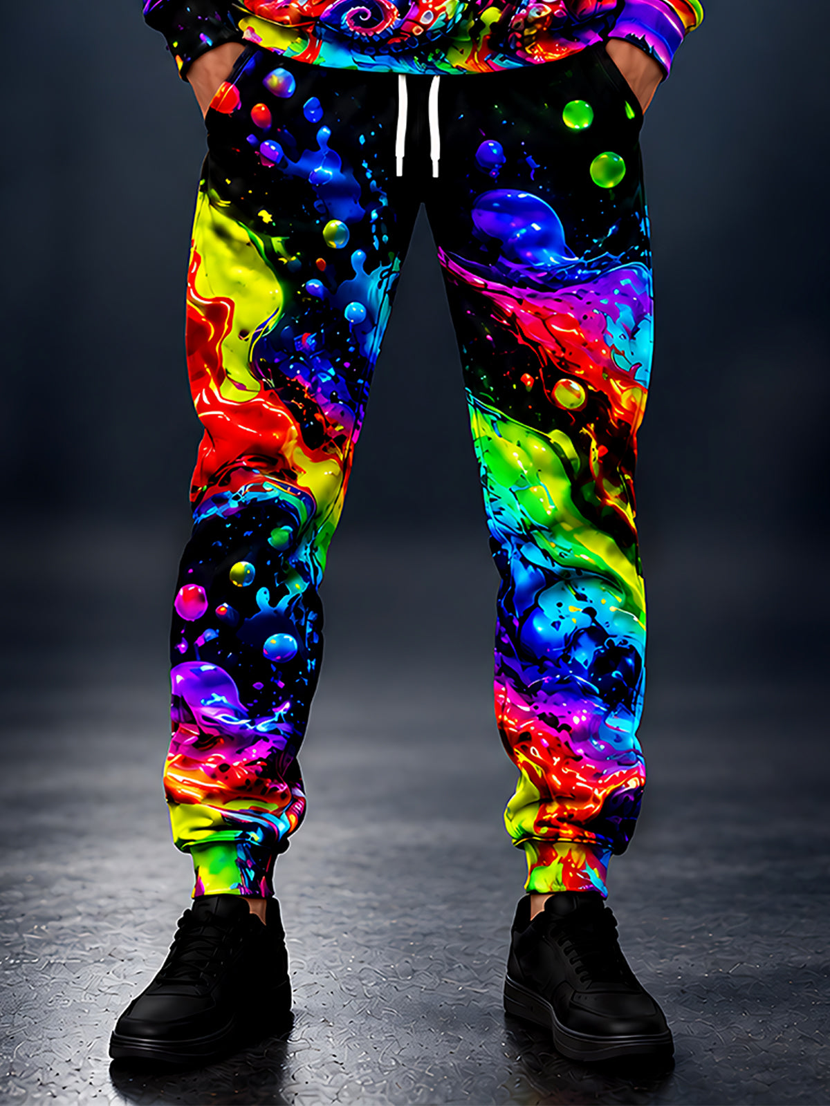Oceanlyte Men's Abstract Colorful Liquid Splashes And Bubbles Print Pa