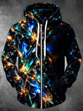 Oceanlyte Men's Long Sleeve Zip-Up Hoodie - Crystalline Geometric Crystal Formation Print