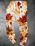 Oceanlyte Men's Maple Leaves And Pine Trees With Ink Splatter Print Pants