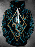 Oceanlyte Men's Graphic Octopus In Diamond Frame Print Long Sleeve Hoodie