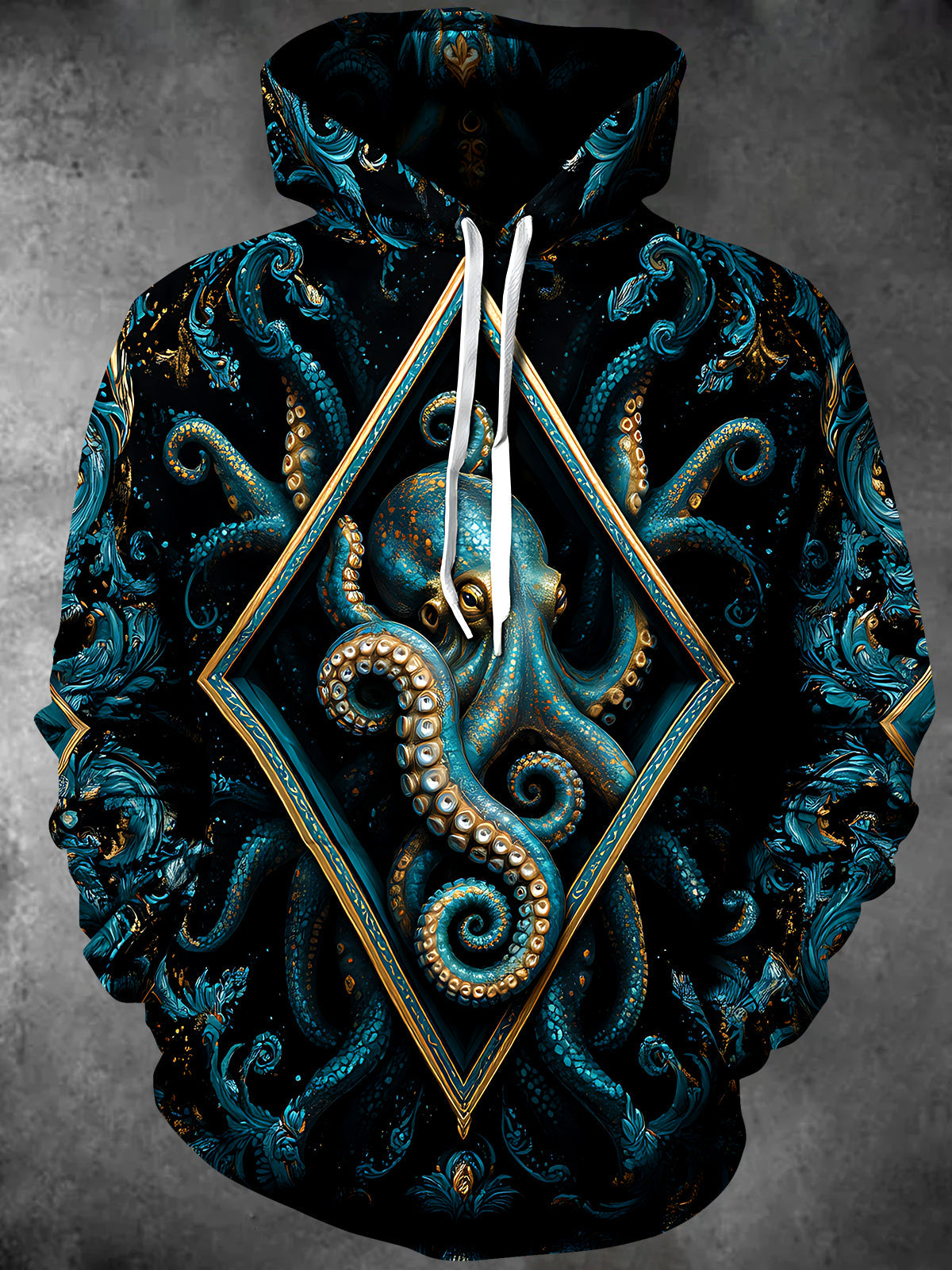 Oceanlyte Men's Graphic Octopus In Diamond Frame Print Long Sleeve Hoodie