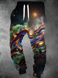 Oceanlyte Men's 3D Abstract Liquid Marble And Galaxy Stars Print Pants