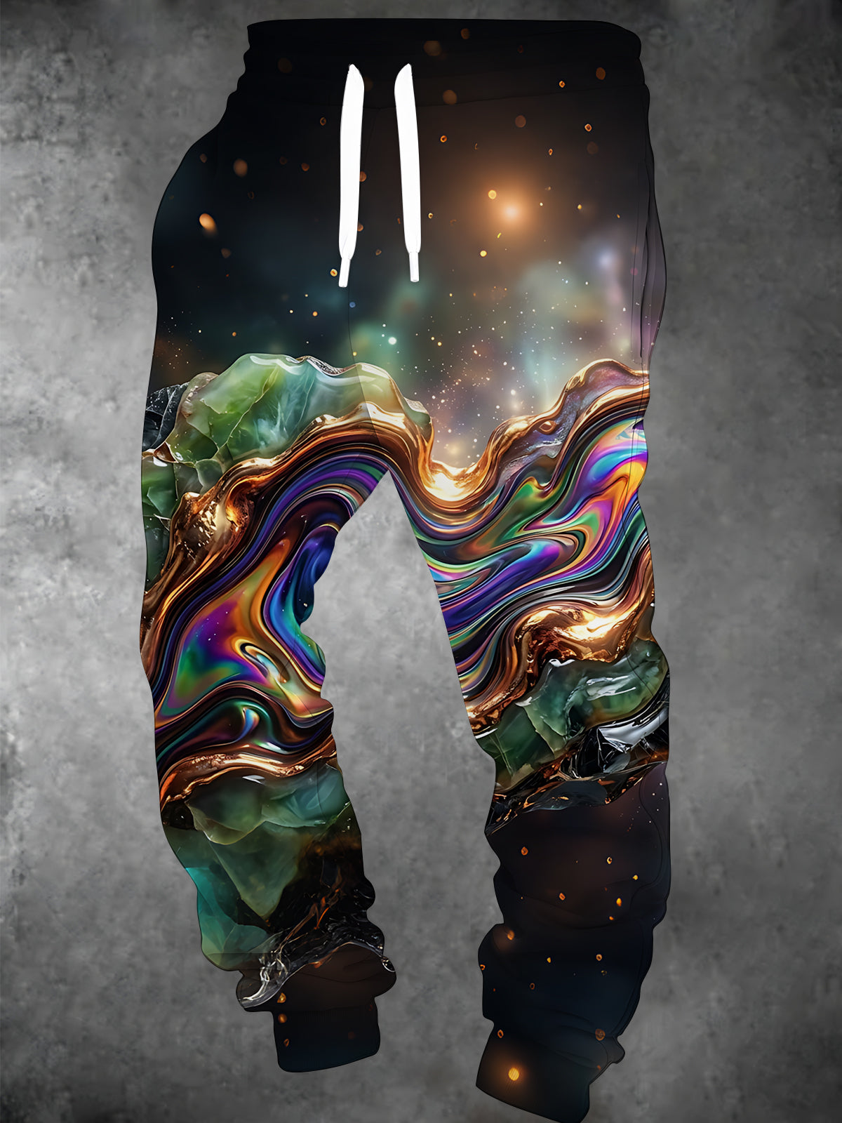 Oceanlyte Men's 3D Abstract Liquid Marble And Galaxy Stars Print Pants
