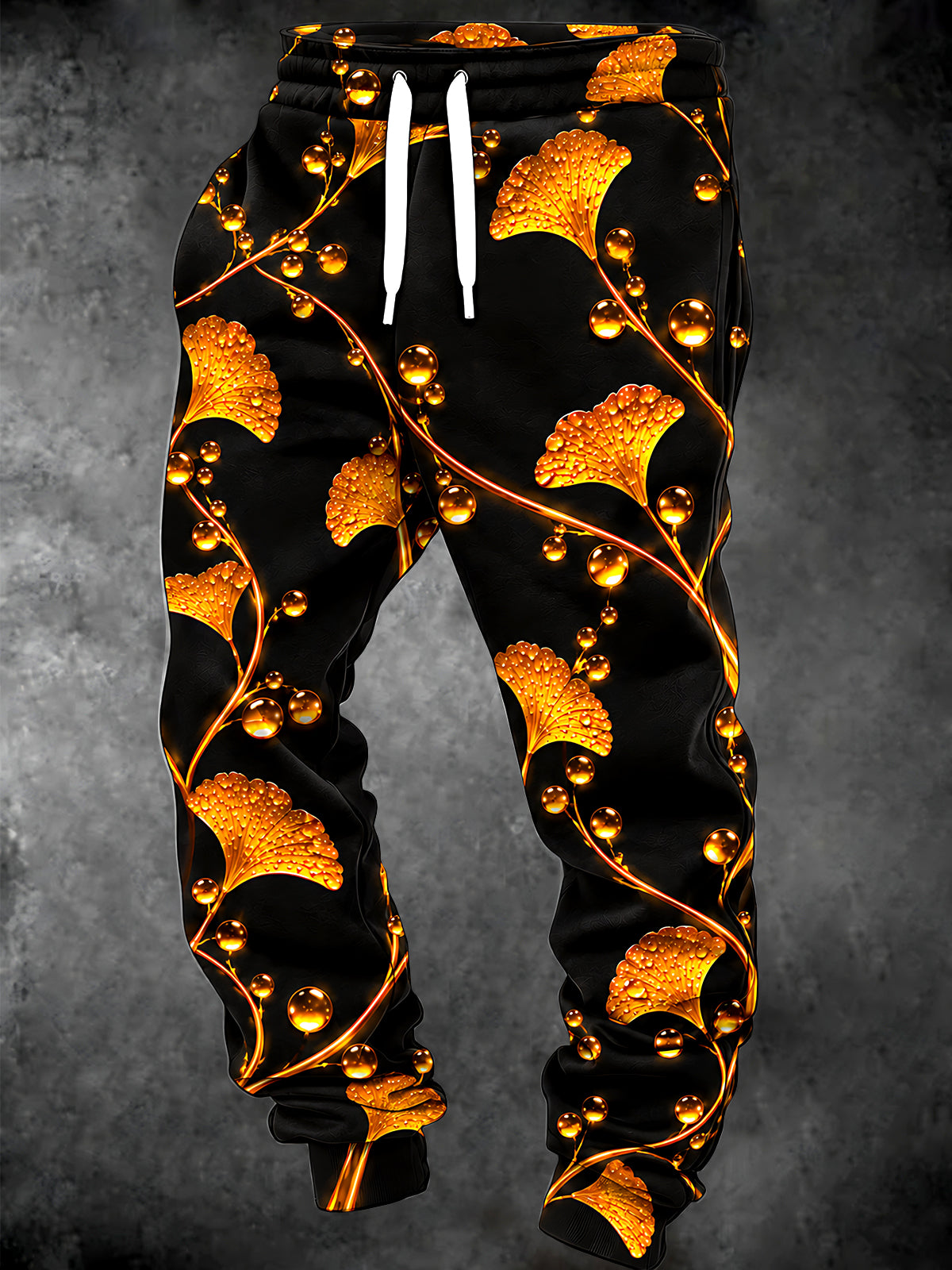 Oceanlyte Men's Graphic Ginkgo Leaves And Golden Bubbles Print Pants