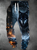 Oceanlyte Men's Graphic Black Wolf With Blue Eyes In Winter Forest Print Pants