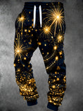 Oceanlyte Men's Golden Fireworks And Sparkles Print Pants