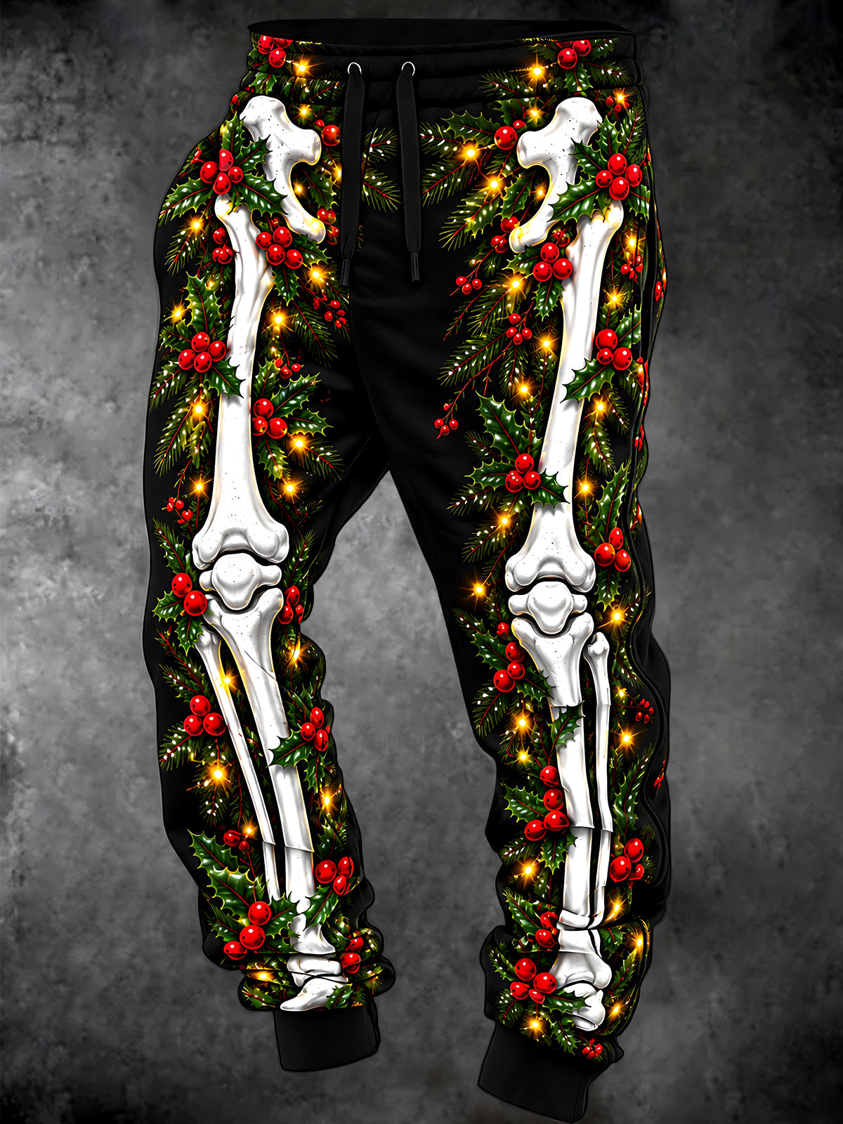 Oceanlyte Men's Graphic Skeleton Bones And Christmas Wreath Print Pants