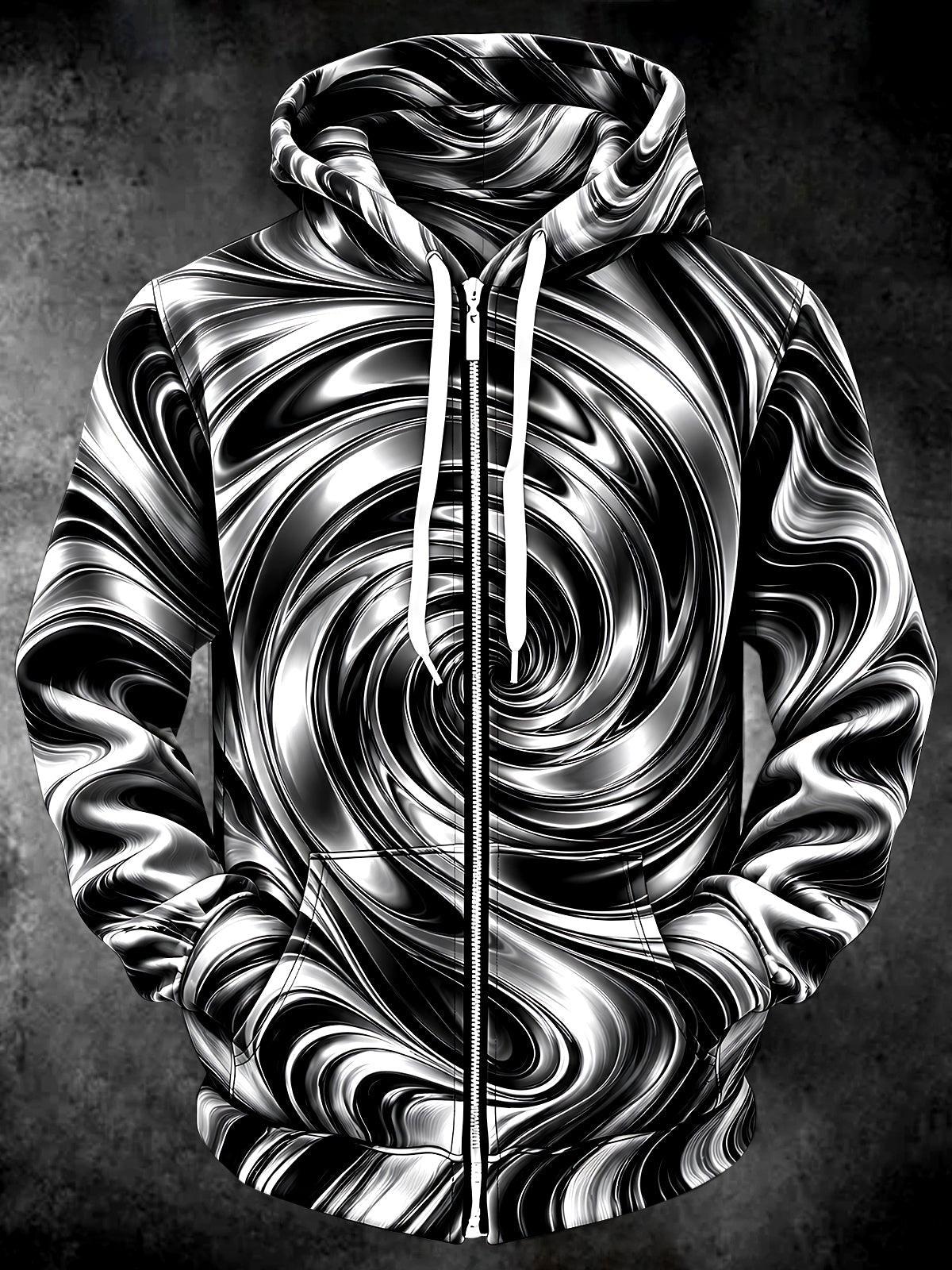 Oceanlyte Men's Abstract Abstract Swirl Pattern Long Sleeve Zip-Up Hoodie