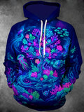Oceanlyte Men's Neon Deep Sea Coral Reef And Jellyfish Print Long Sleeve Hoodie