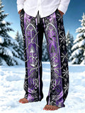 Oceanlyte Men's Graphic Gothic Arches With Pine Trees And Snowflakes Print Pants