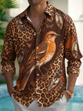 Oceanlyte Men's Printed Bird And Leopard Print Long Sleeve Shirt with Chest Pocket