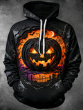 Oceanlyte Men's Long Sleeve Hoodie - Halloween Jack-o-lantern And Graveyard Scene Print