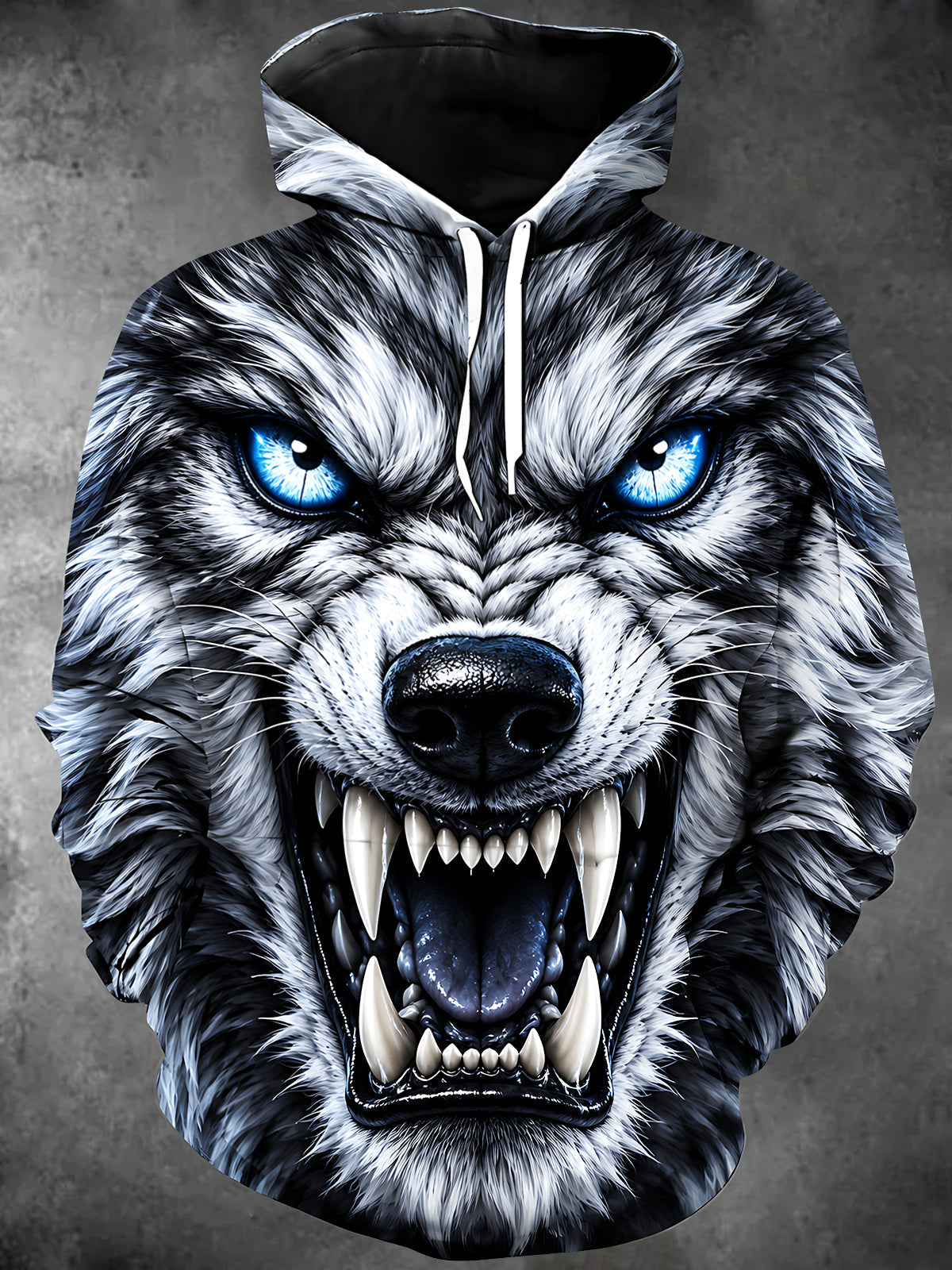 Oceanlyte Men's Graphic Wolf Head Print Long Sleeve Hoodie