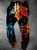 Oceanlyte Men's Printed Autumn Maple Leaf With Dewdrops Print Pants