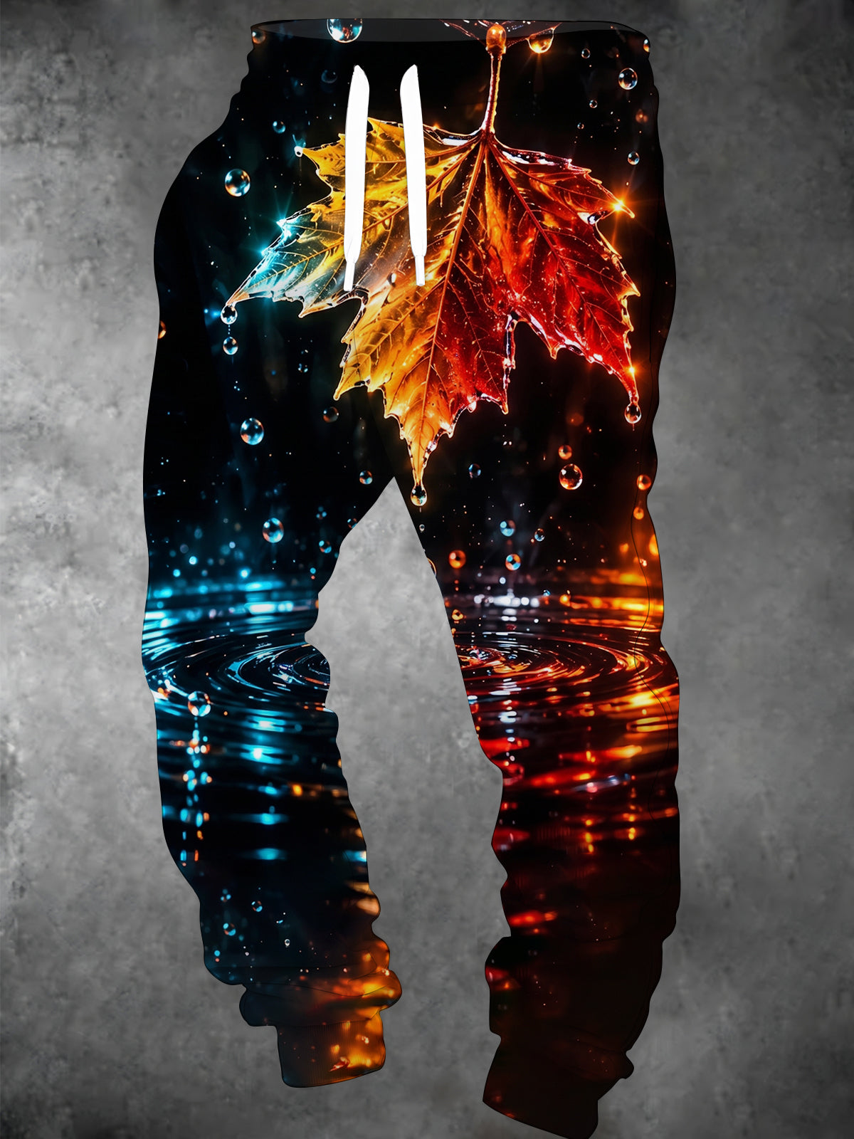Oceanlyte Men's Printed Autumn Maple Leaf With Dewdrops Print Pants