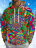 Oceanlyte Men's Long Sleeve Hoodie - Christmas Psychedelic Mandala With Snowflakes And Pine Branches Print