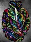 Oceanlyte Men's Long Sleeve Hoodie - Colorful Leaves And Ferns With Water Droplets Print