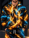 Oceanlyte Men's Abstract Geometric Crystal And Fire Print Long Sleeve Hoodie