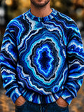 Oceanlyte Men's Abstract Abstract Crystal Geode Pattern Long Sleeve Sweater