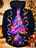 Oceanlyte Men's Graphic Neon Christmas Tree Bauble Print Long Sleeve Hoodie