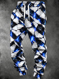 Oceanlyte Men's Patterned Cracked Stone With Blue Lightning Print Pants