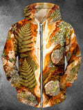 Oceanlyte Men's Fern Leaves And Mossy Rocks Print Long Sleeve Zip-Up Hoodie