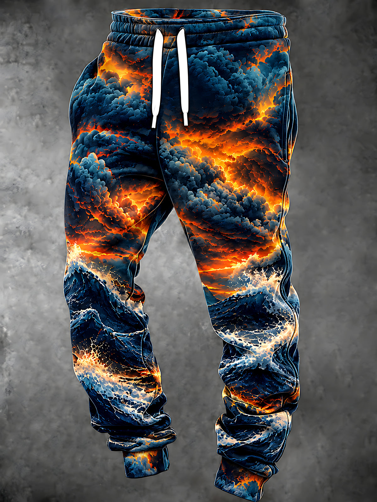 Oceanlyte Men's Graphic Ocean Waves And Sunset Sky Print Pants
