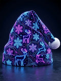 Oceanlyte Men's Christmas Neon Circuit Board Reindeer And Snowflakes Print Hat