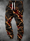Oceanlyte Men's Pants - Abstract Cracked Surface With Gold Veins And Red Interior Print