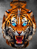 Oceanlyte Men's Roaring Tiger Face With Blue Eyes Print Long Sleeve Hoodie