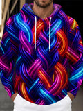 Oceanlyte Men's 3D Abstract Neon Woven Strands Print Long Sleeve Hoodie