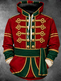 Oceanlyte Men's Long Sleeve Hoodie - Christmas Military Band Uniform With Gold Braiding And Buttons Print