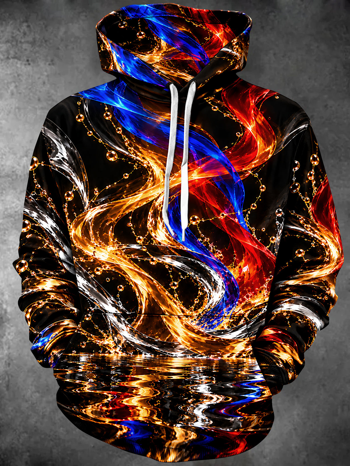 Oceanlyte Men's Abstract Swirling Liquid And Bubbles Print Long Sleeve Hoodie