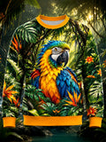 Oceanlyte Men's Parrot And Tropical Foliage Print Long Sleeve Sweatshirt
