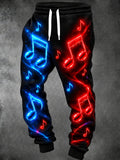 Oceanlyte Men's Graphic Neon Musical Notes Print Pants
