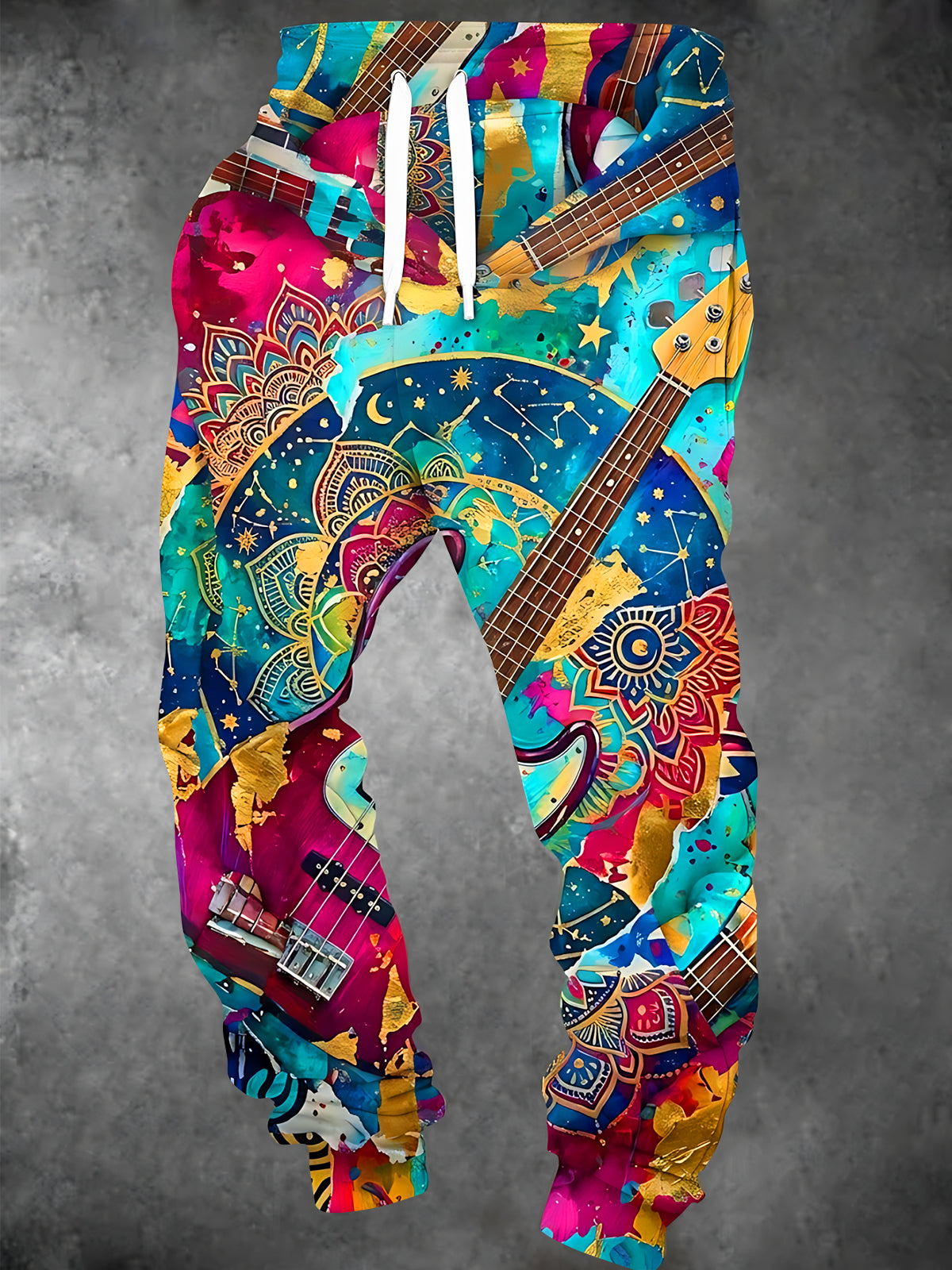 Oceanlyte Men's Graphic Guitar And Mandala Pattern Pants